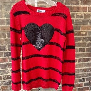 Epic Threads Red Sweater with Black Sequin Heart